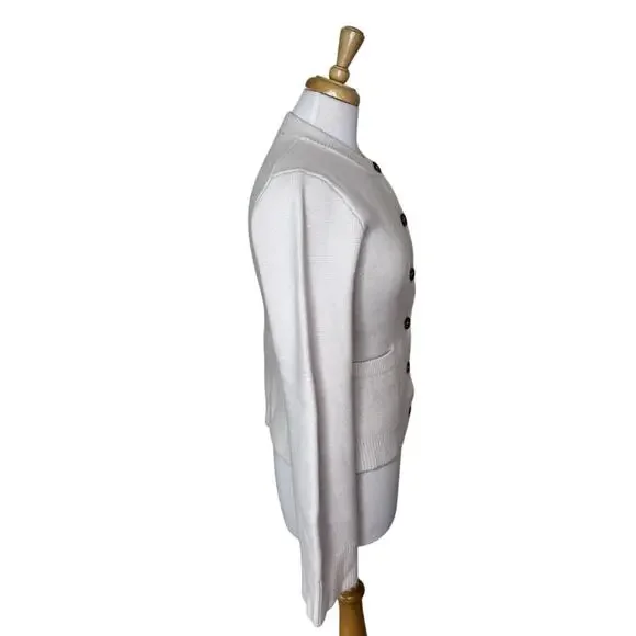 JENNI KAYNE Cooper Button Up Cardigan Warm Ivory Wool Cashmere Size Small - Picture 3 of 8